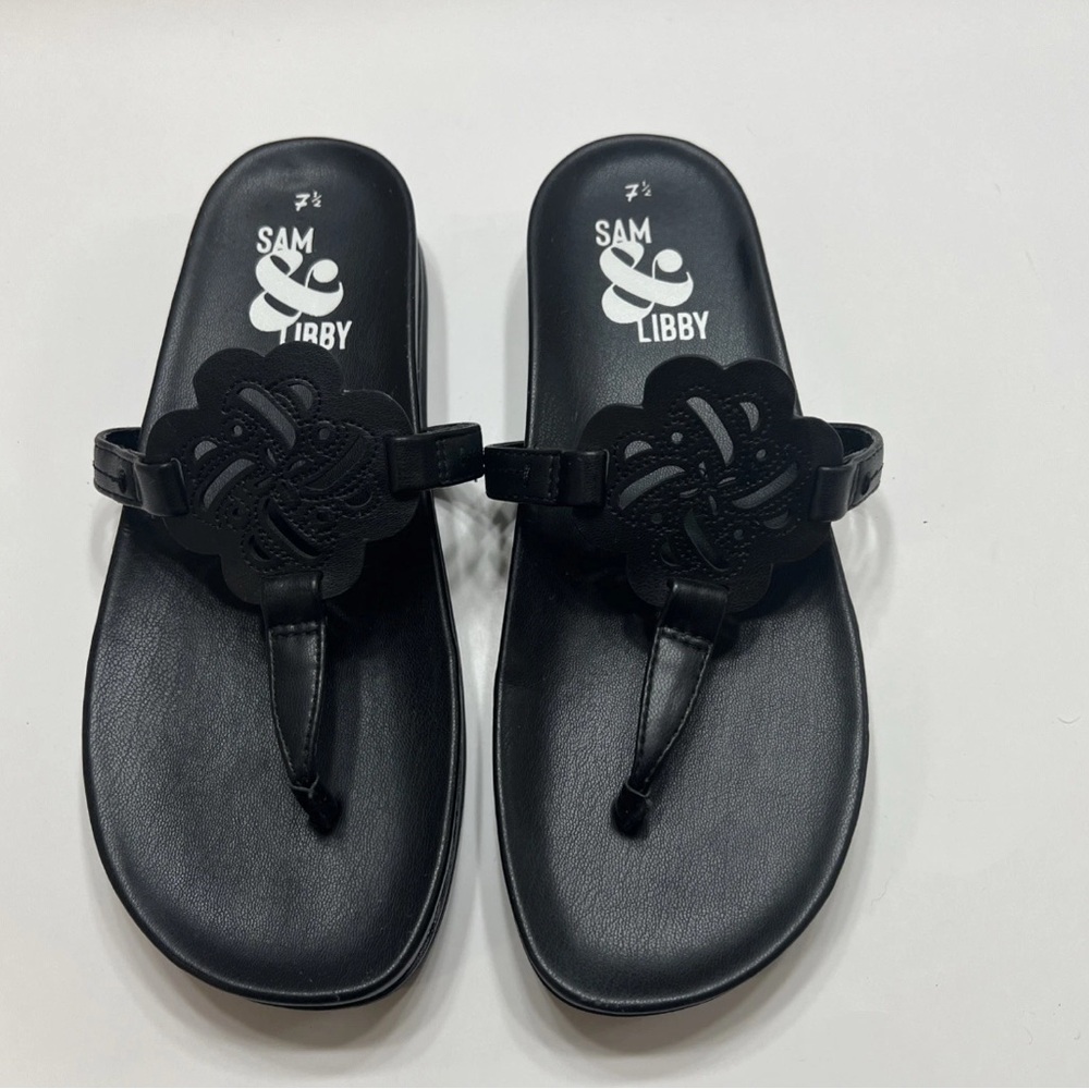 Sam & Libby Black Floral Sandals